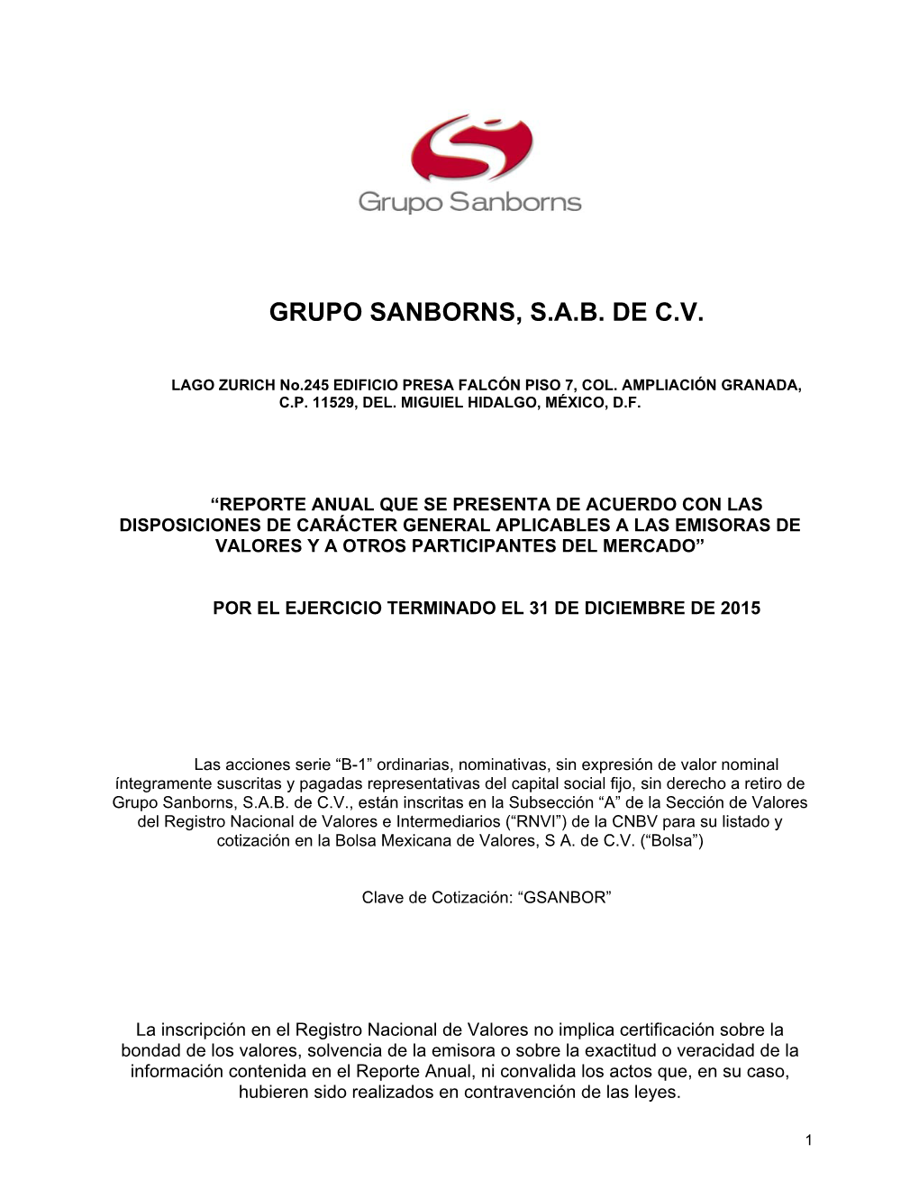 Grupo Sanborns, S.A.B. De C.V