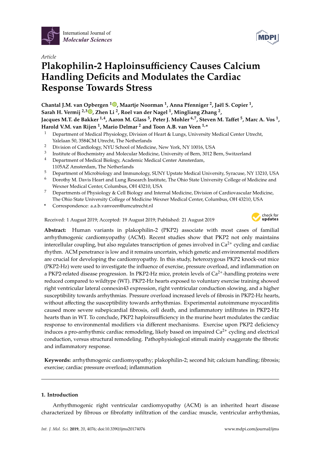 Plakophilin-2 Haploinsufficiency Causes Calcium Handling