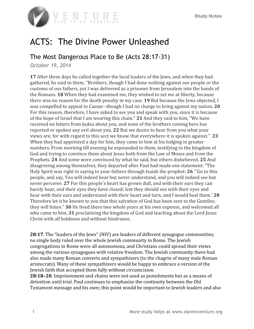 ACTS: the Divine Power Unleashed
