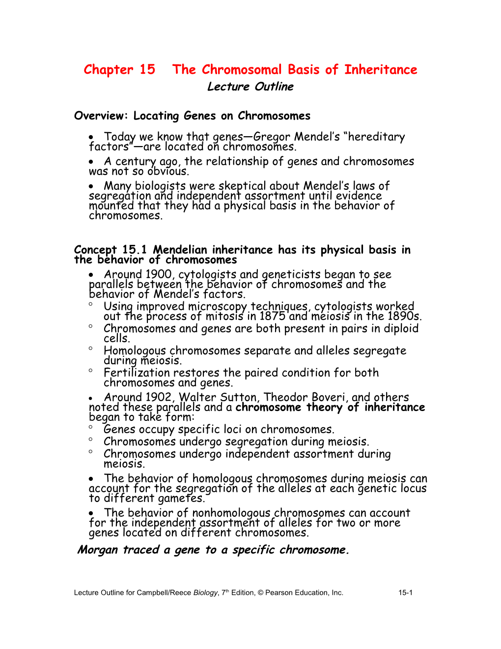 Chapter 15 the Chromosomal Basis of Inheritance