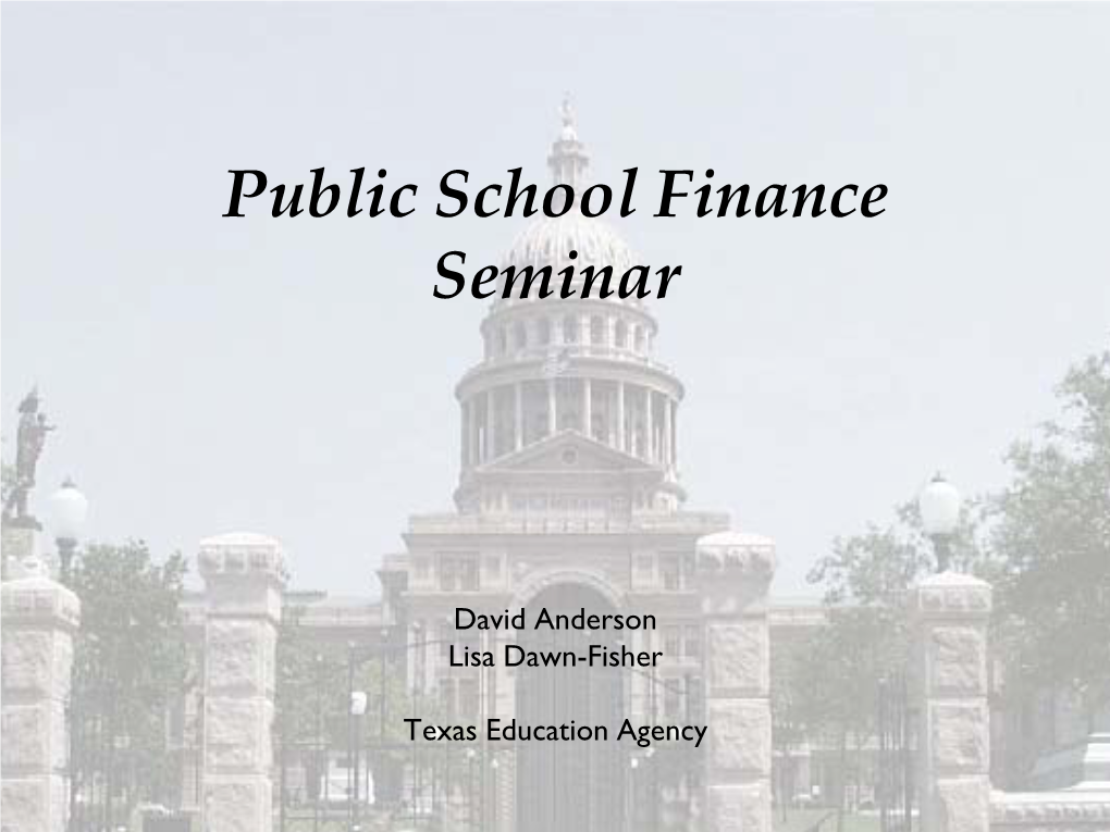 School Finance Tutorial