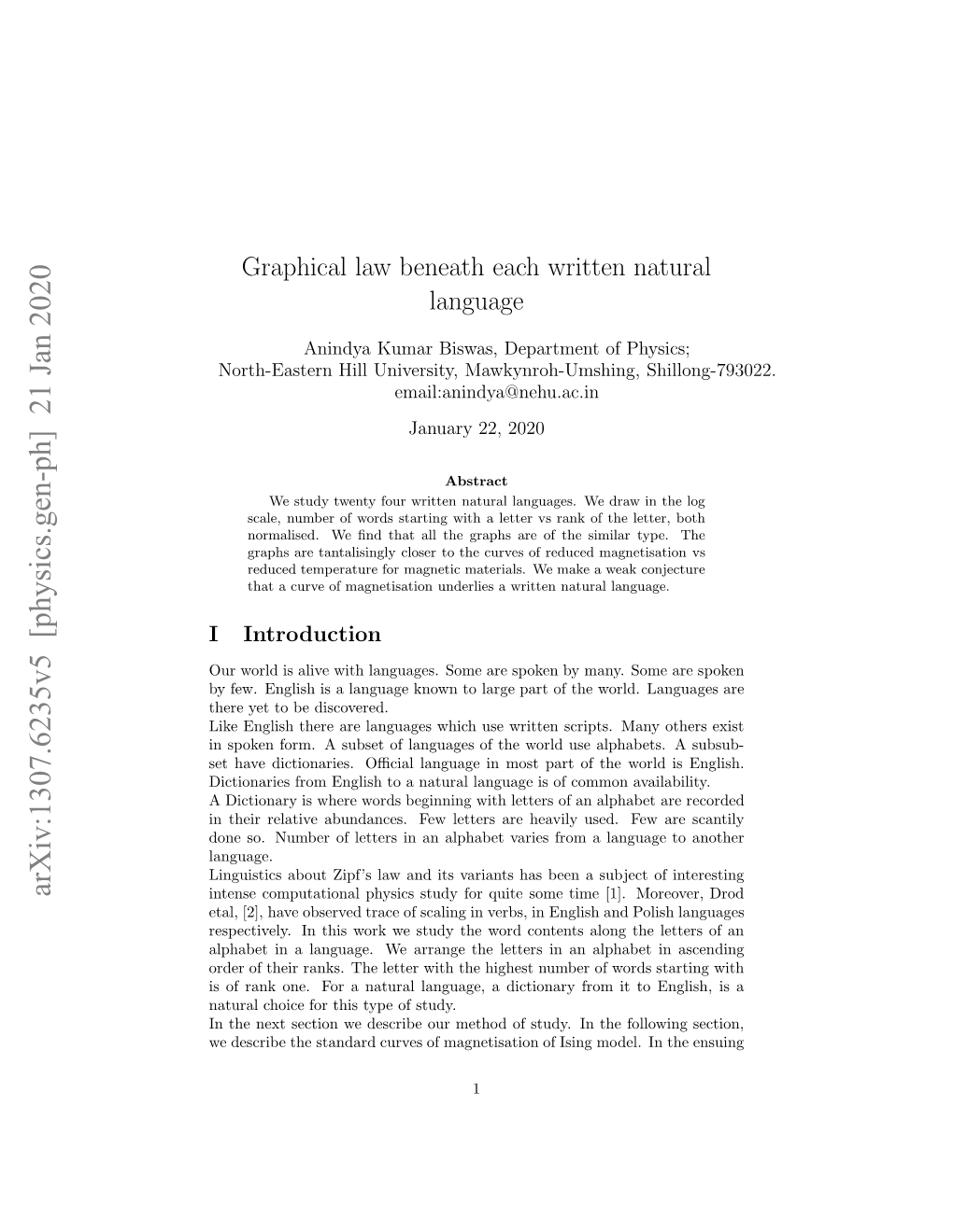 Graphical Law Beneath Each Written Natural Language