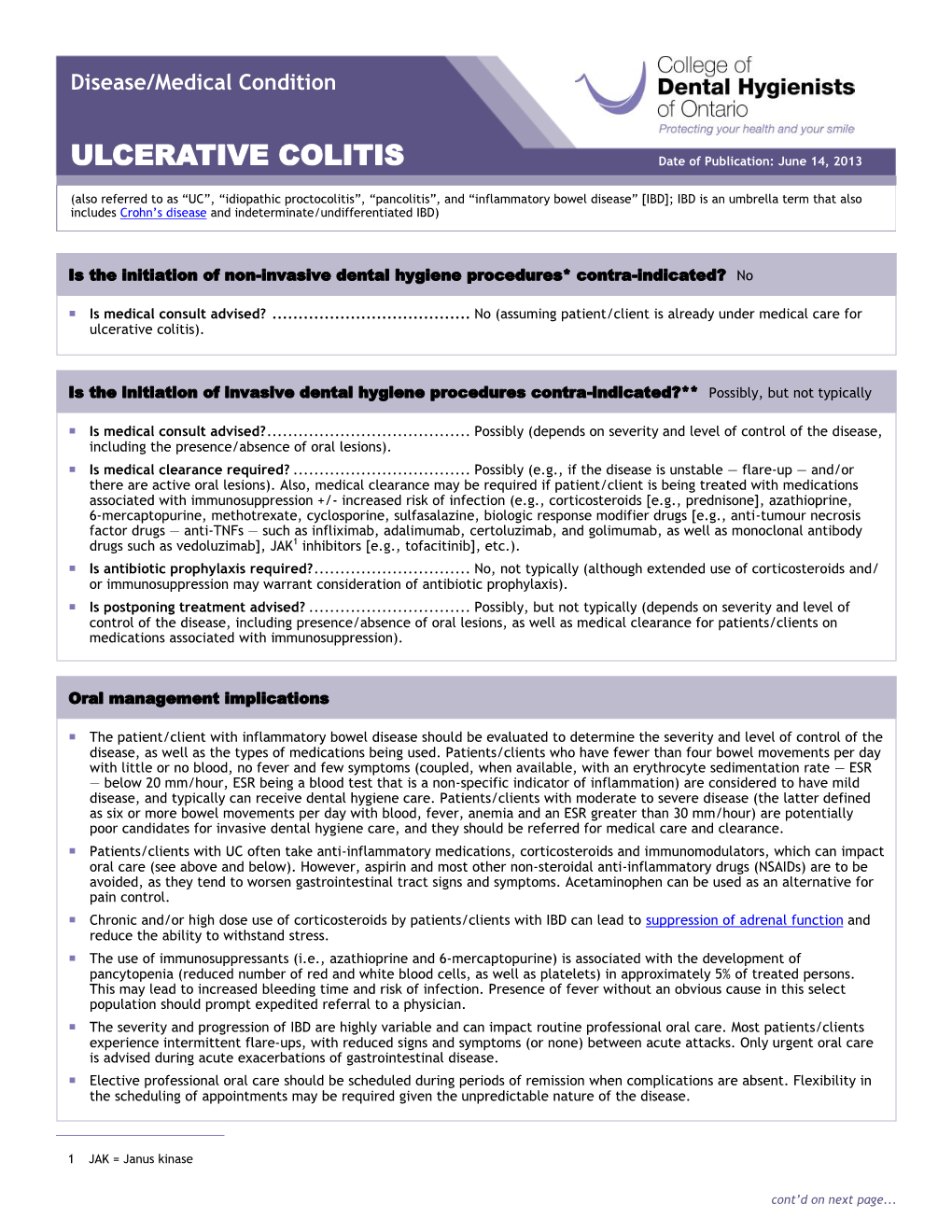 CDHO Factsheet Ulcerative Colitis