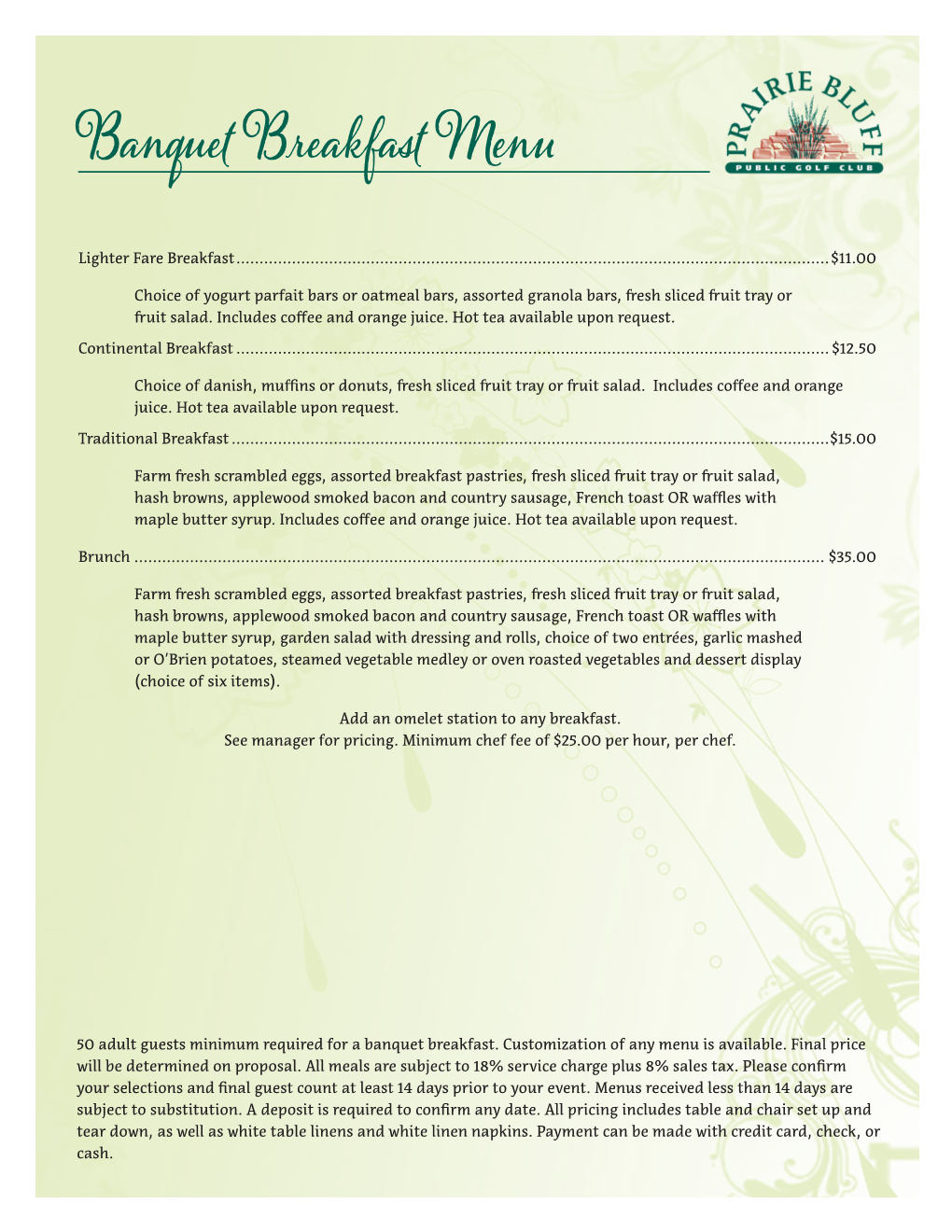 Banquet Breakfast Menu