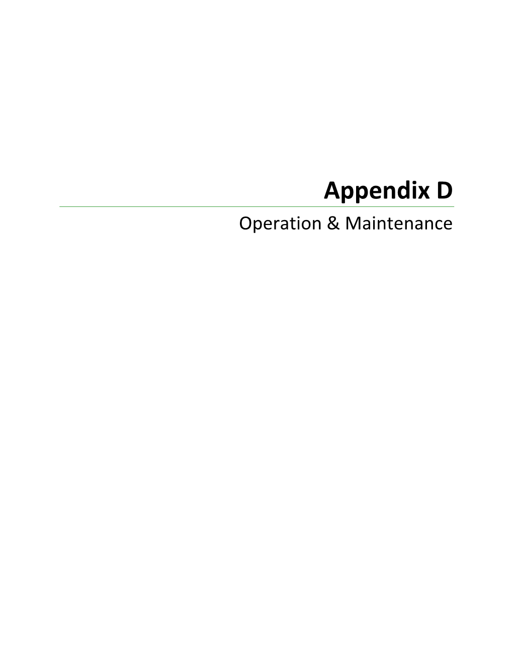 Appendices D Through I