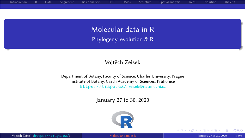 Molecular Data in R Phylogeny, Evolution & R