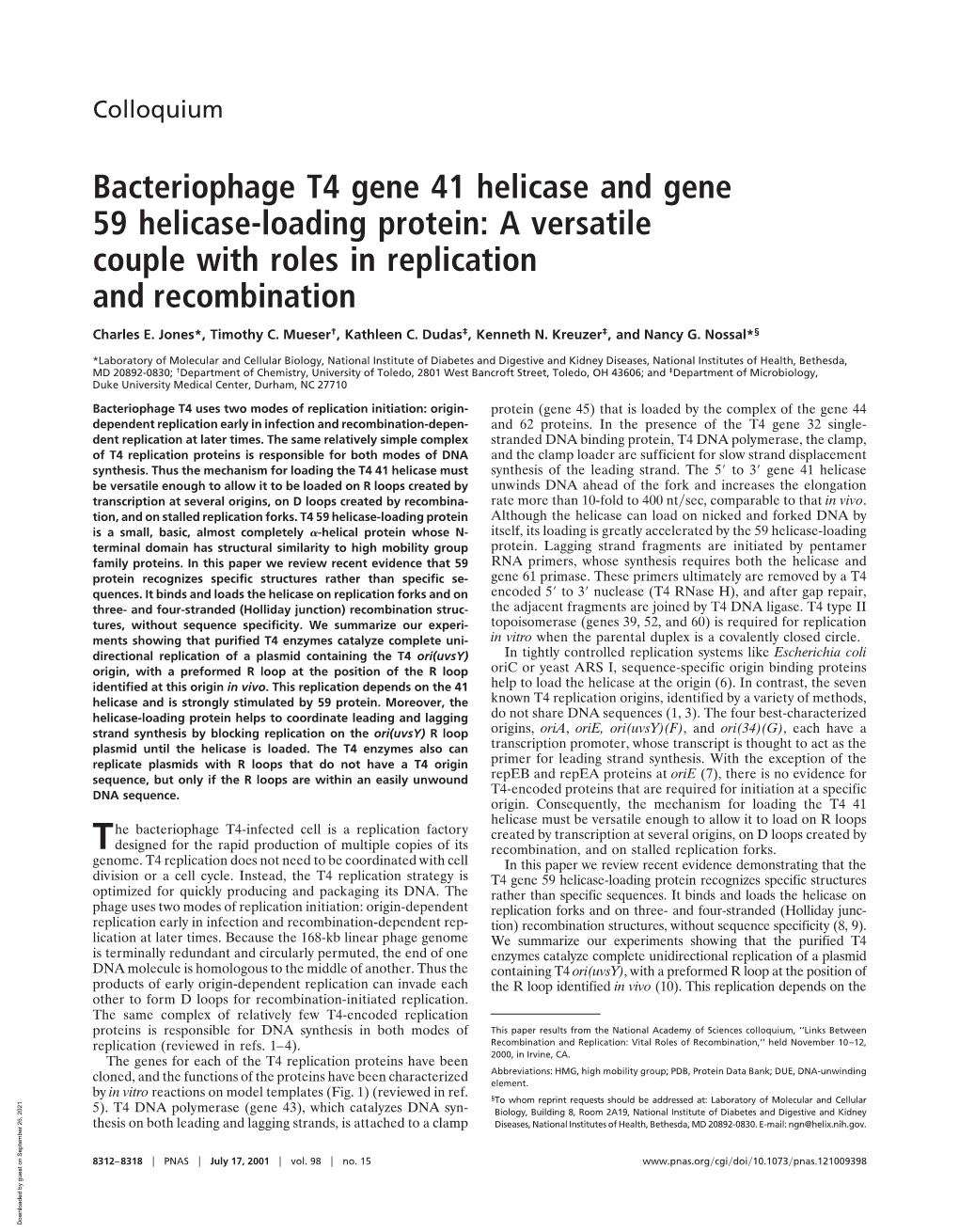 A Versatile Couple with Roles in Replication and Recombination