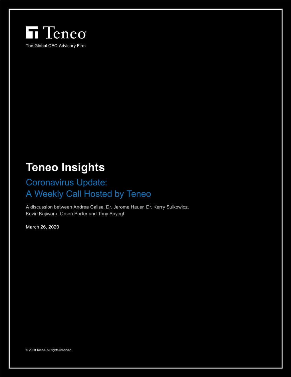 Teneo Insights Coronavirus Update: a Weekly Call Hosted by Teneo