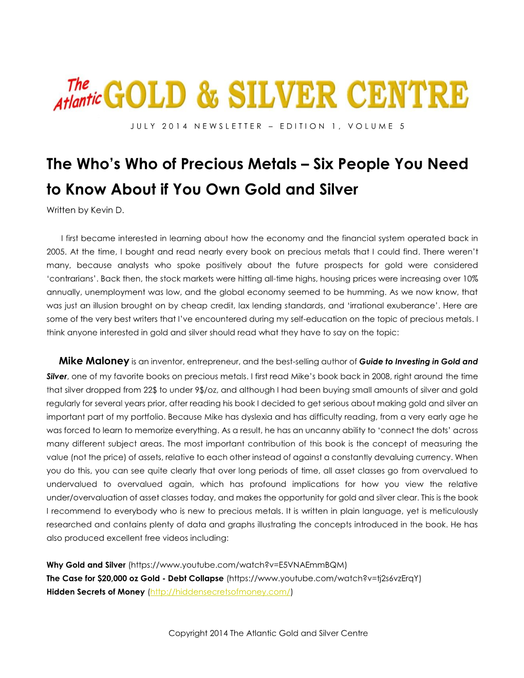 The Who's Who of Precious Metals