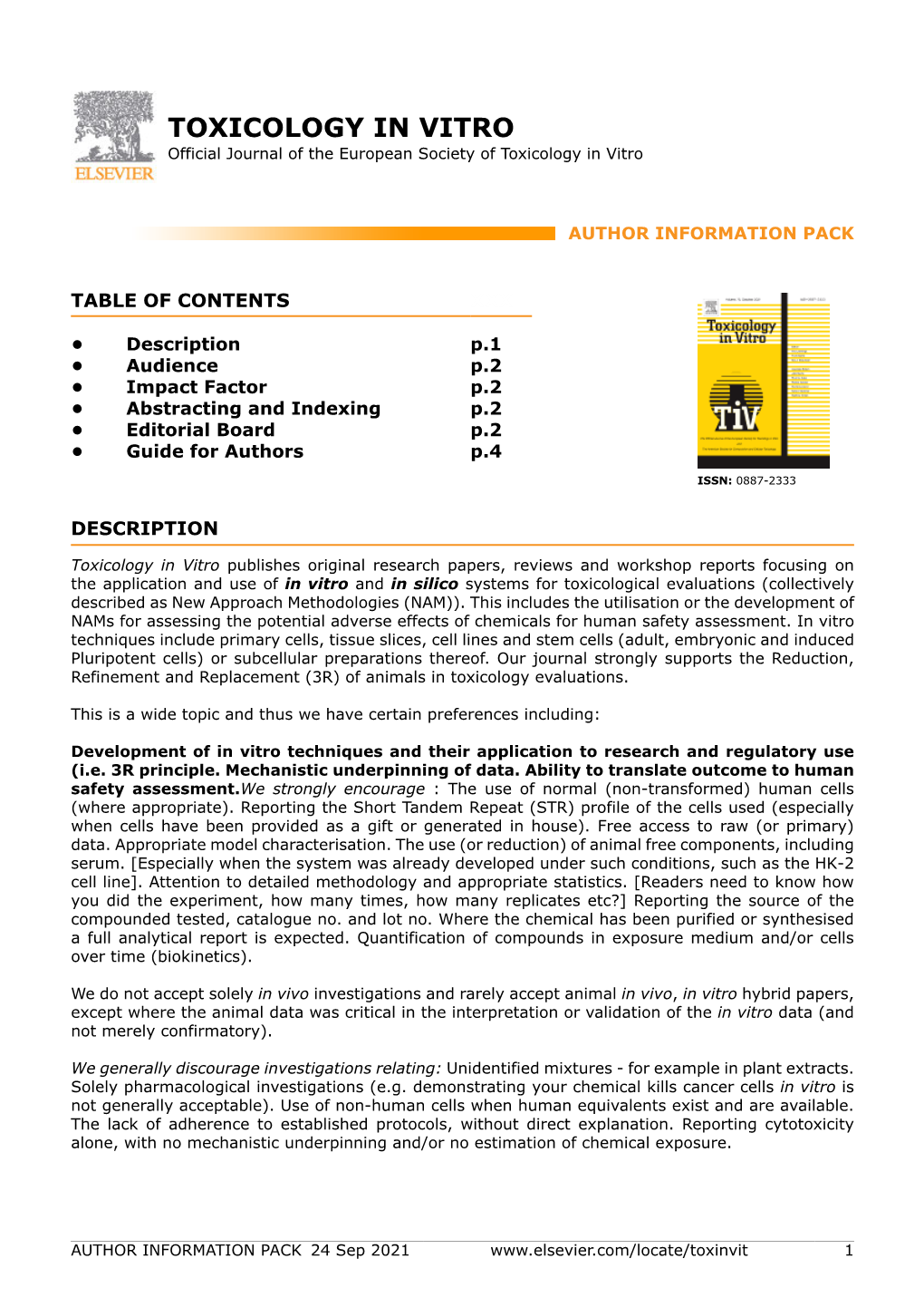 TOXICOLOGY in VITRO Official Journal of the European Society of Toxicology in Vitro