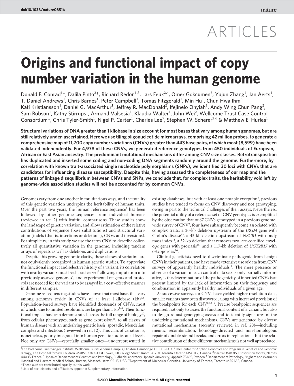 Origins and Functional Impact of Copy Number Variation in the Human Genome