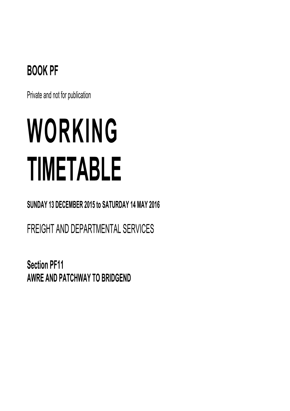 Working Timetable