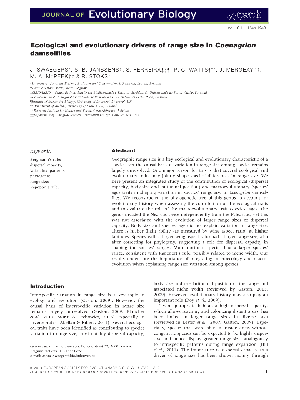 Swaegers Etal 2014