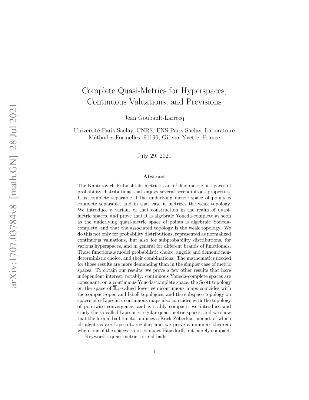 Arxiv:1707.03784V6 [Math.GN] 21 Jul 2020