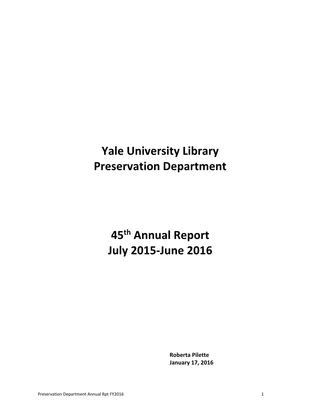 Yale University Library Preservation Department