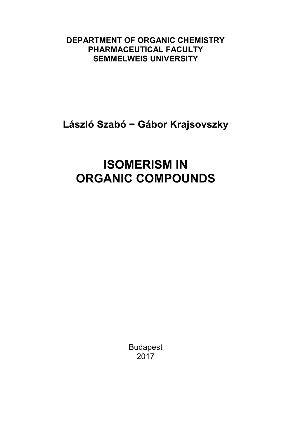 Isomerism in Organic Compounds