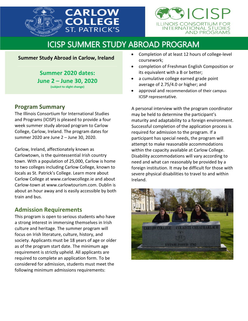 Icisp Summer Study Abroad Program