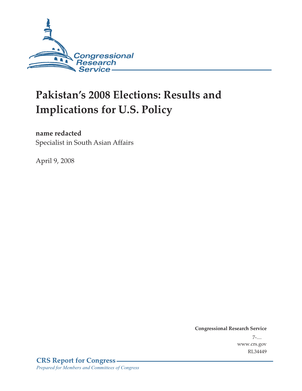 Pakistan's 2008 Elections