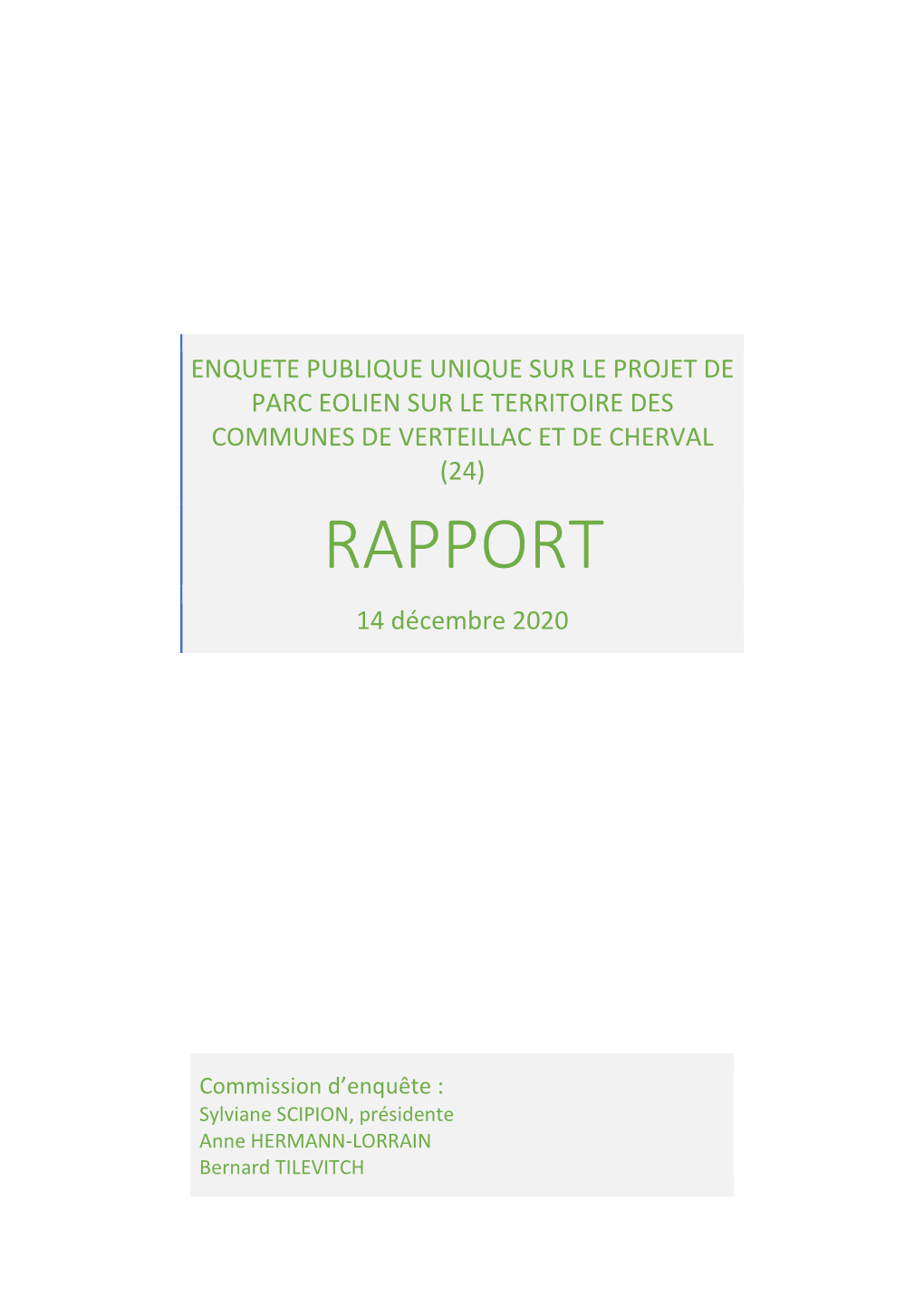 Rapport De La Commission D'enquete