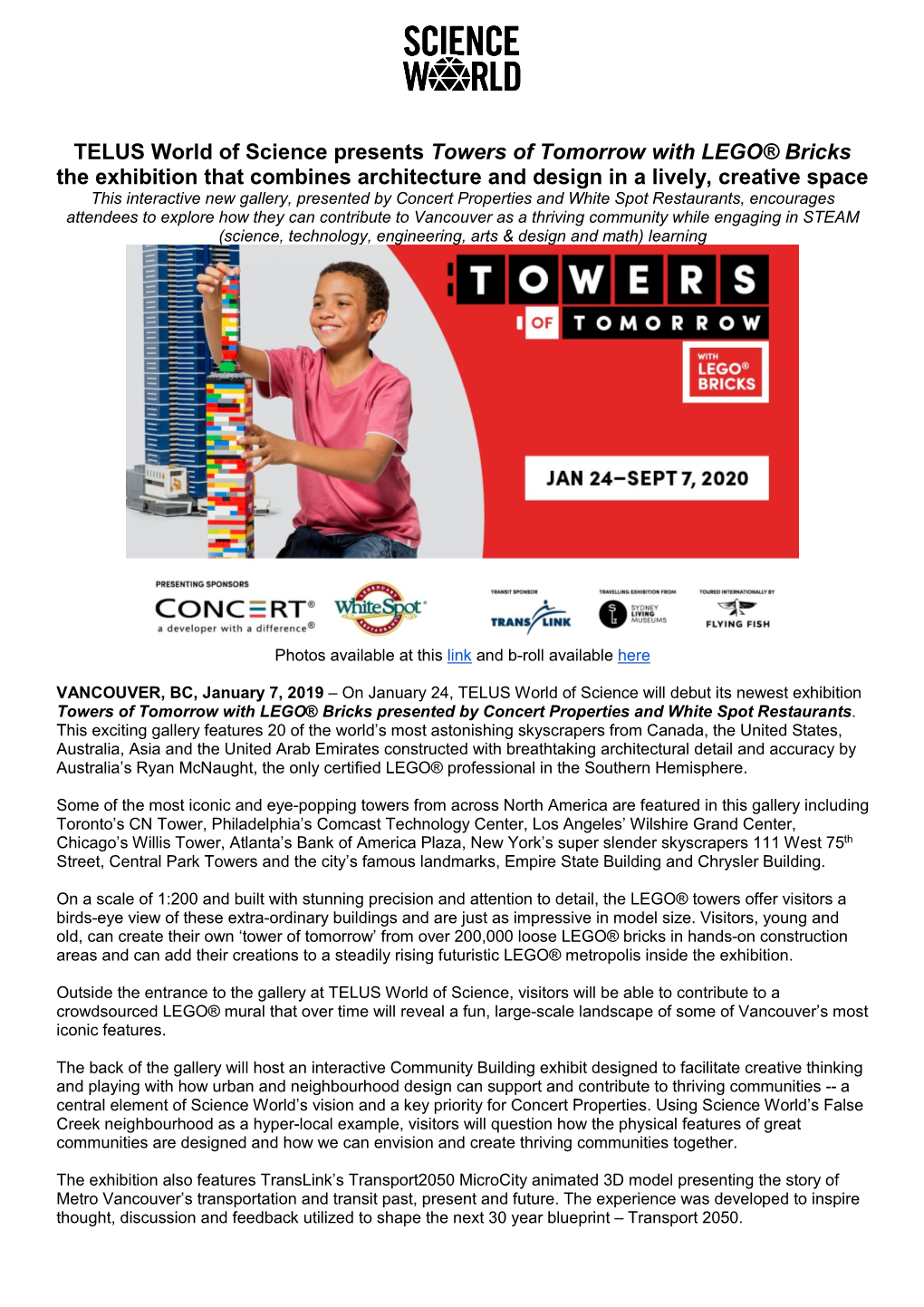 TELUS World of Science Presents Towers of Tomorrow with LEGO