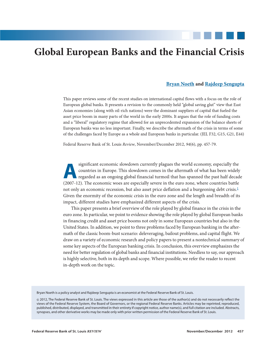 Global European Banks and the Financial Crisis