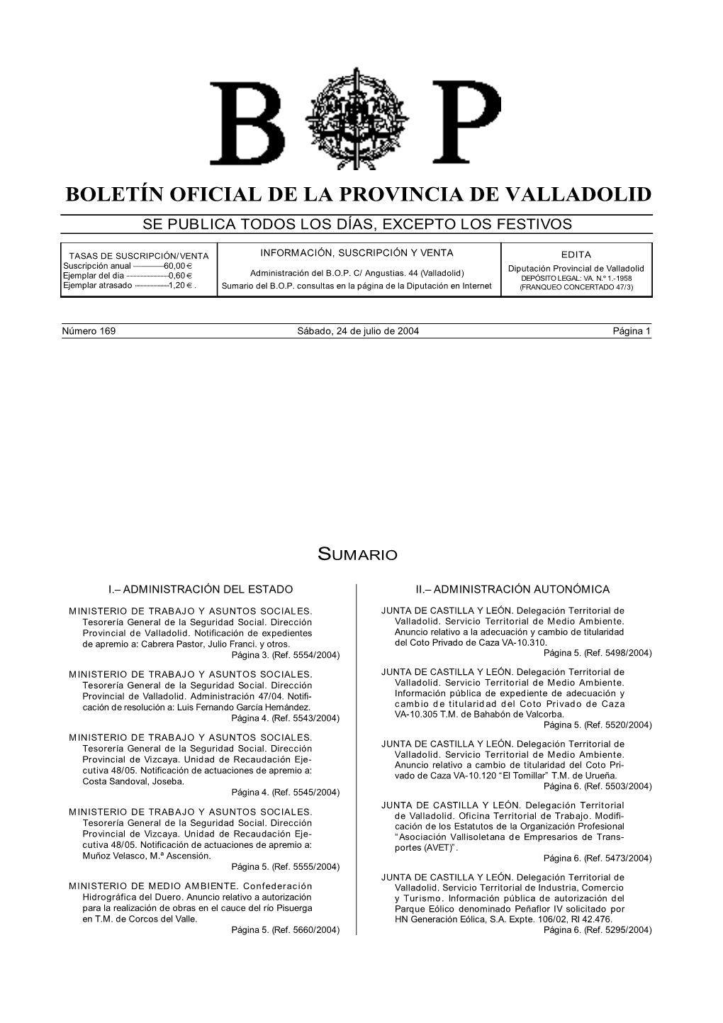 Boletín Oficial De La Provincia De Valladolid