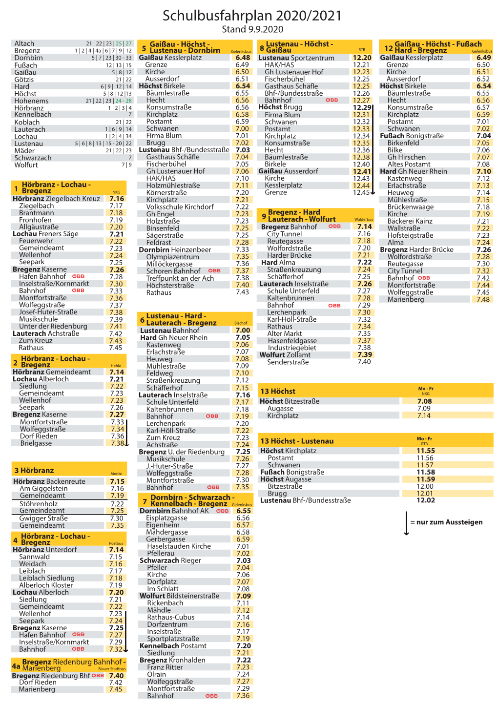 Schulbusfahrplan 2020/2021