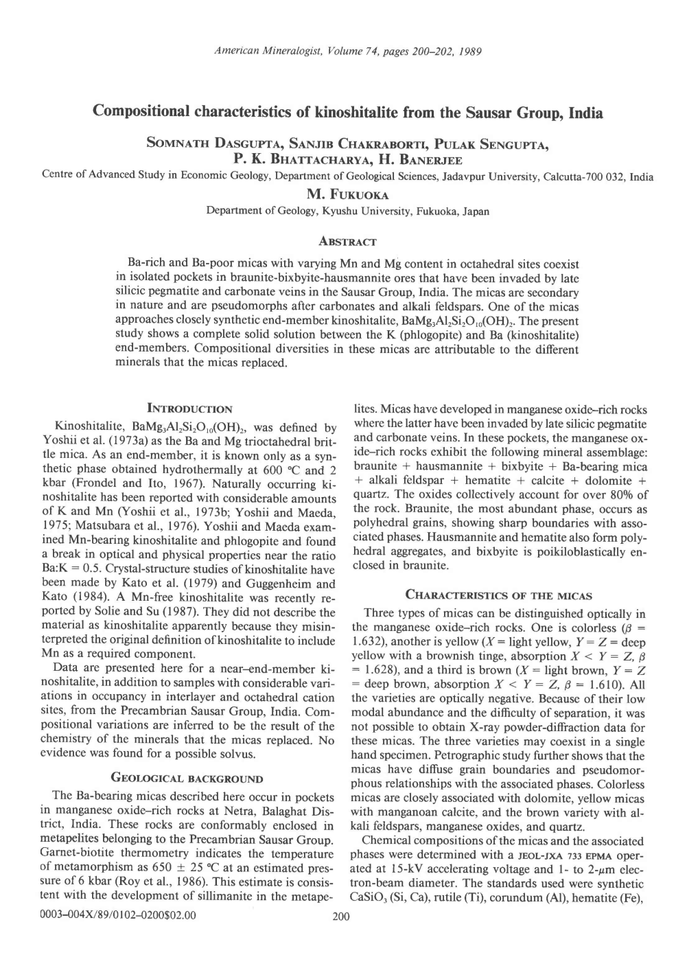 Compositional Characteristics of Kinoshitatite from the Sausar Group