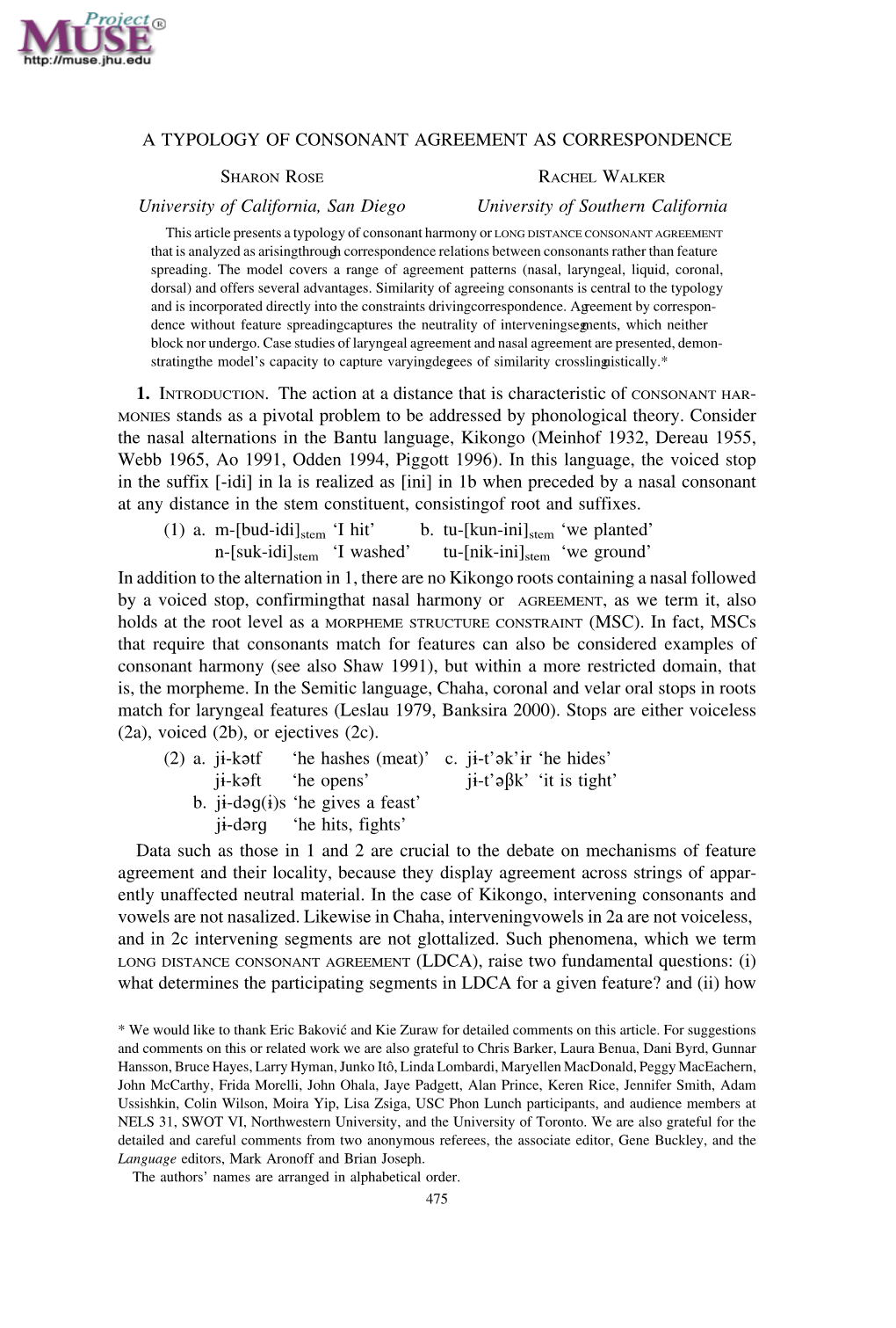 A Typology of Consonant Agreement As Correspondence