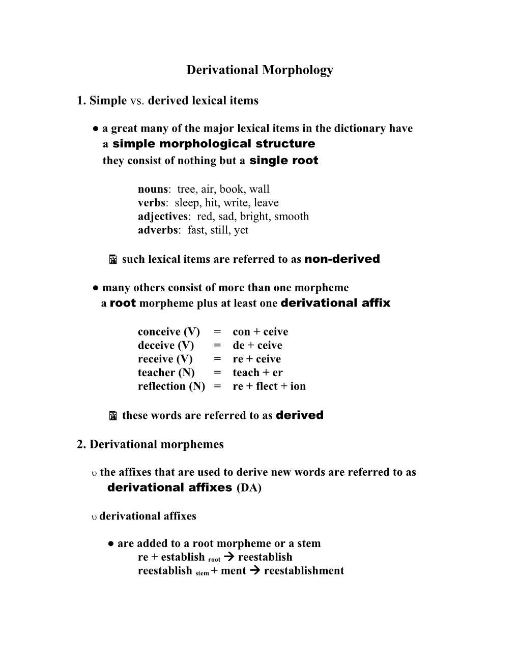 The Derivational Structure of Words