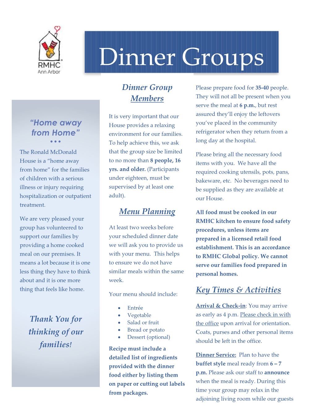 Dinner Groups