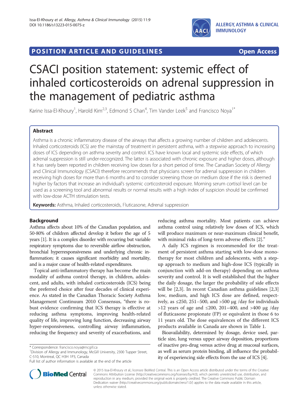 Systemic Effect of Inhaled Corticosteroids on Adrenal