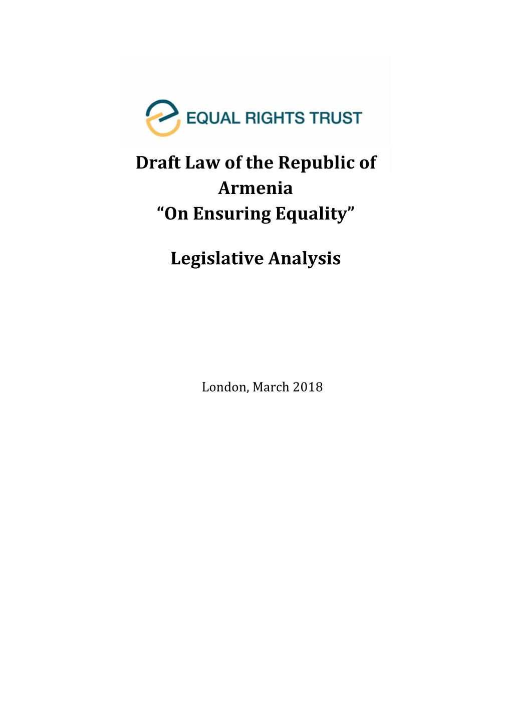 Draft Law of the Republic of Armenia “On Ensuring Equality”