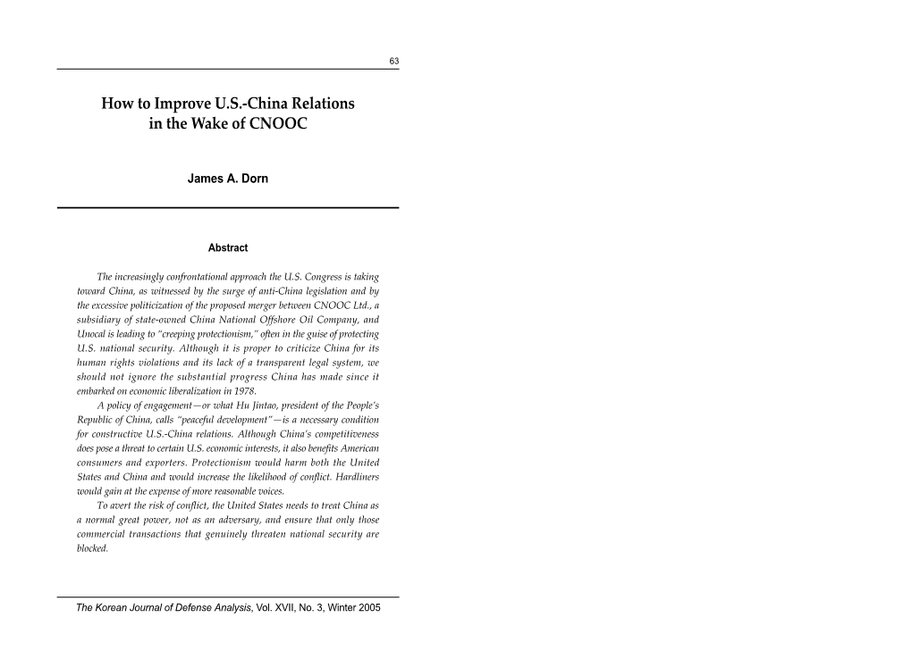 How to Improve U.S.-China Relations in the Wake of CNOOC