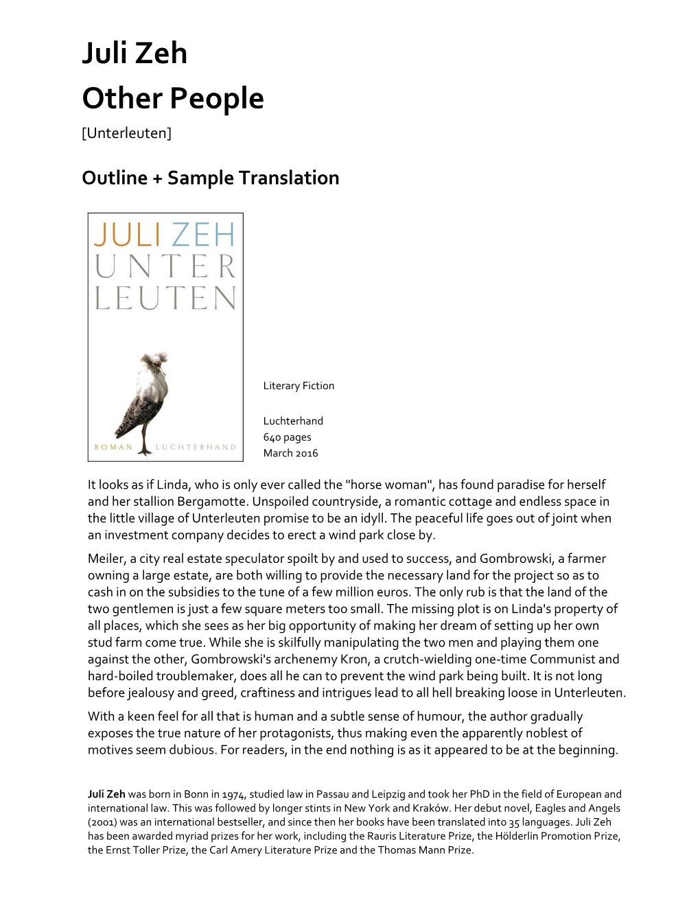 Juli Zeh Other People [Unterleuten]