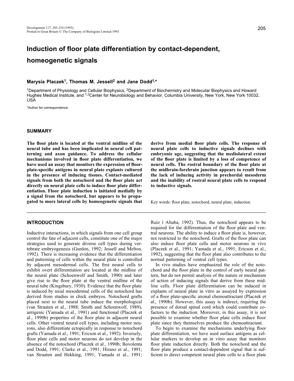 Induction of Floor Plate Differentiation by Contact-Dependent