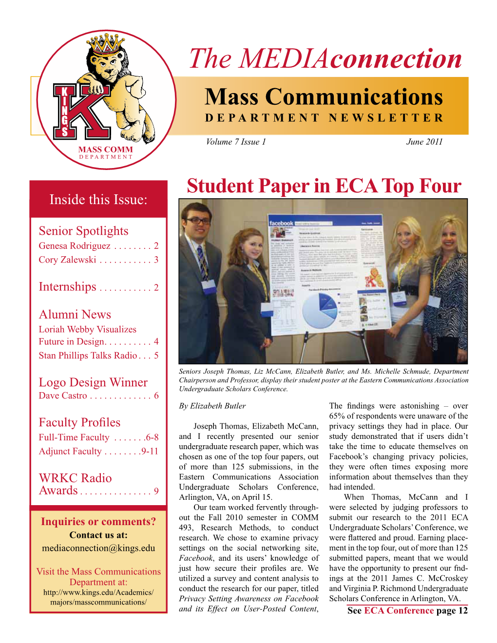 The Mediaconnection Mass Communications Department Newsletter