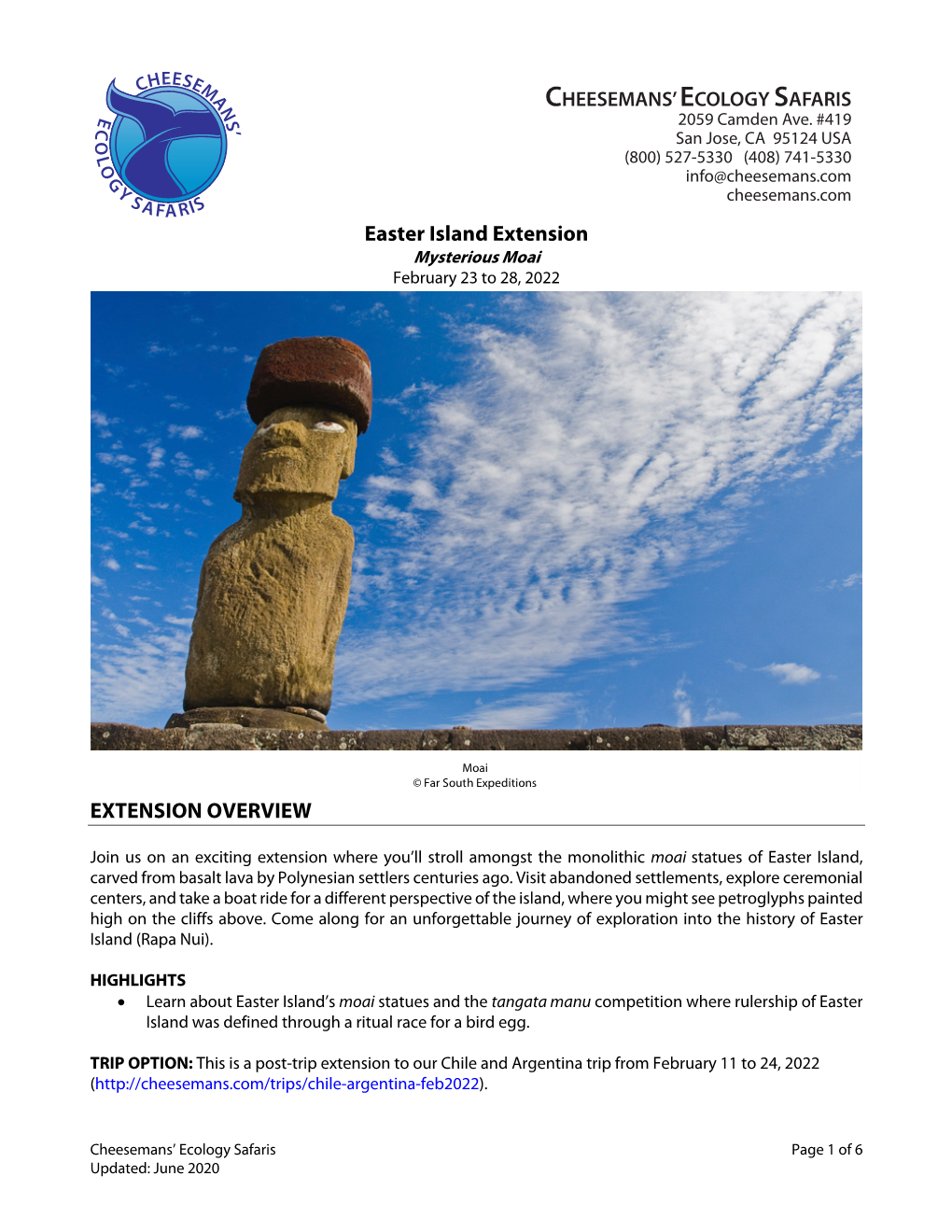 Chile and Argentina Easter Island Ext Feb2022 Updatedjun2020