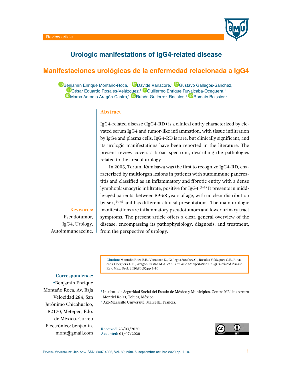 Urologic Manifestations of Igg4-Related Disease Manifestaciones Urológicas De La Enfermedad Relacionada a Igg4