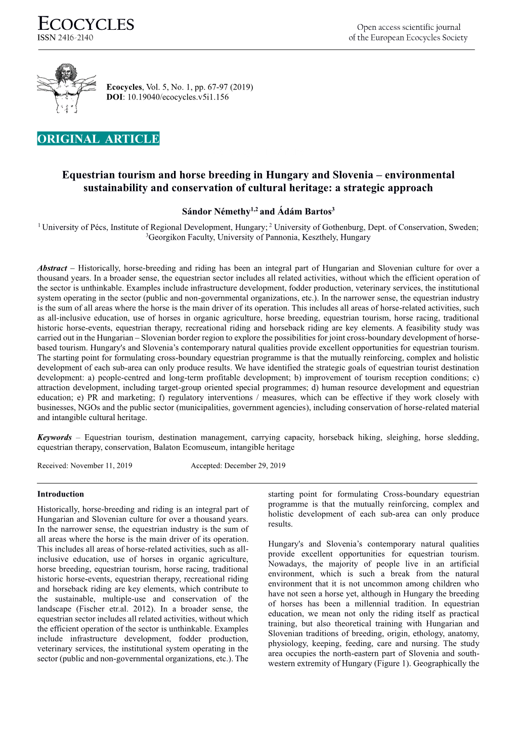 ECOCYCLES Open Access Scientific Journal ISSN 2416-2140 of the European Ecocycles Society