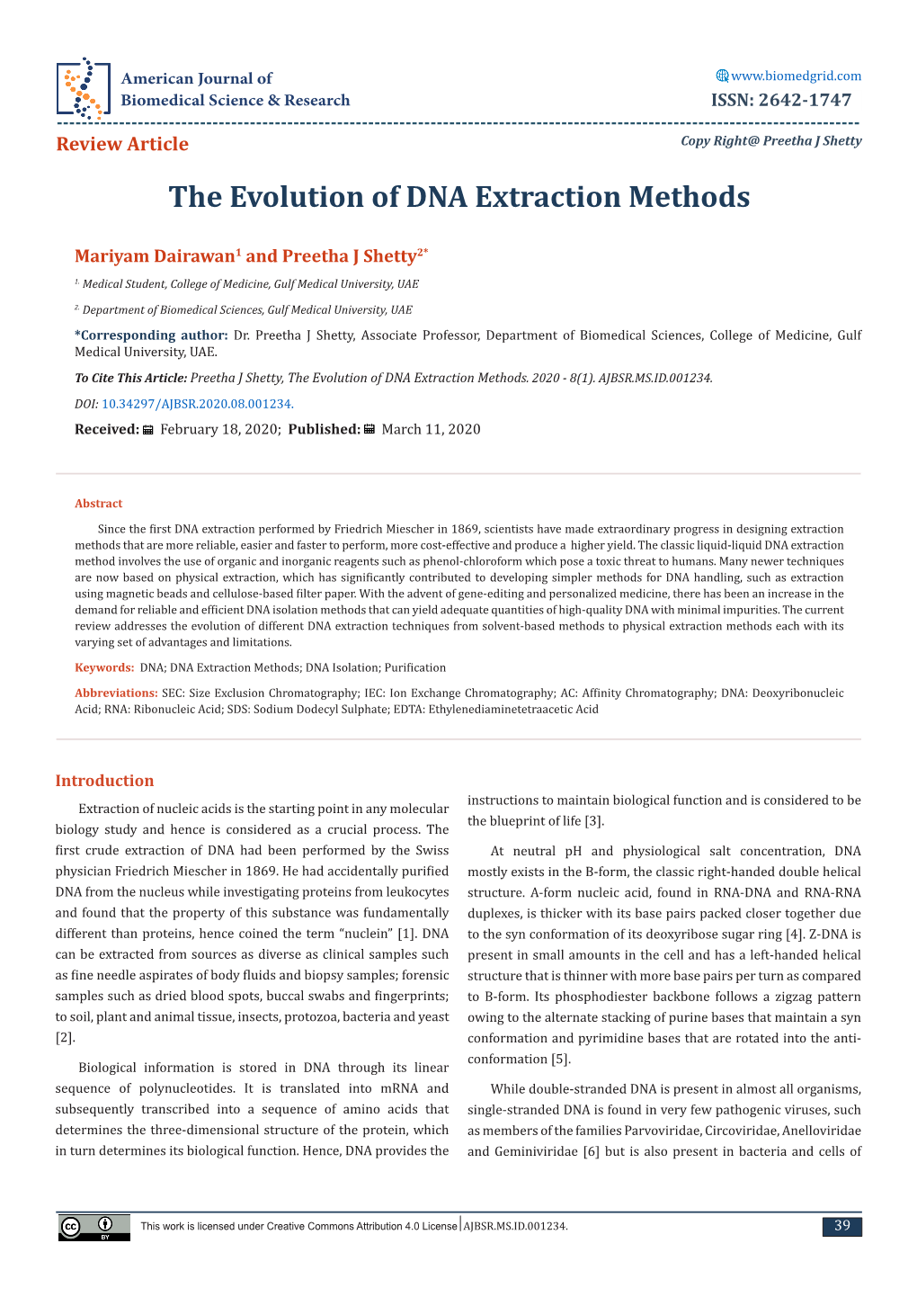 The Evolution of DNA Extraction Methods