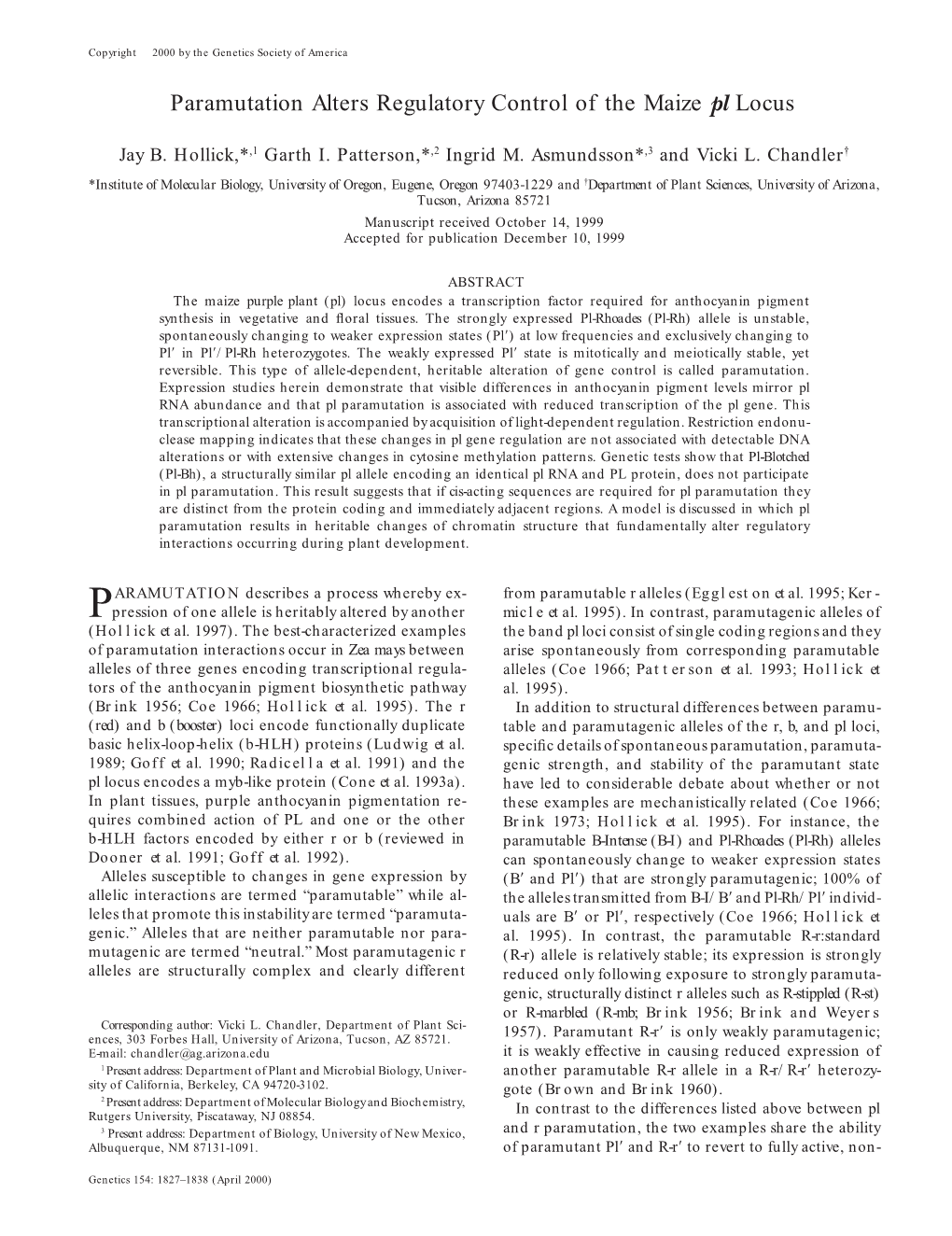 Paramutation Alters Regulatory Control of the Maize Pl Locus