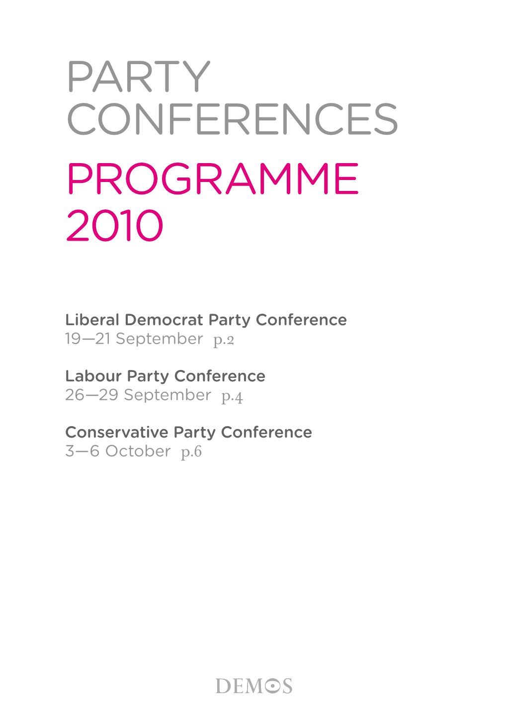 Party Conferences Programme 2010