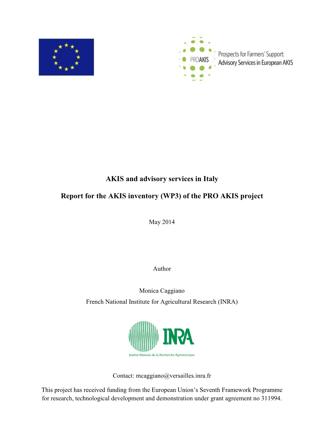 AKIS and Advisory Services in Italy Report for the AKIS Inventory (WP3)