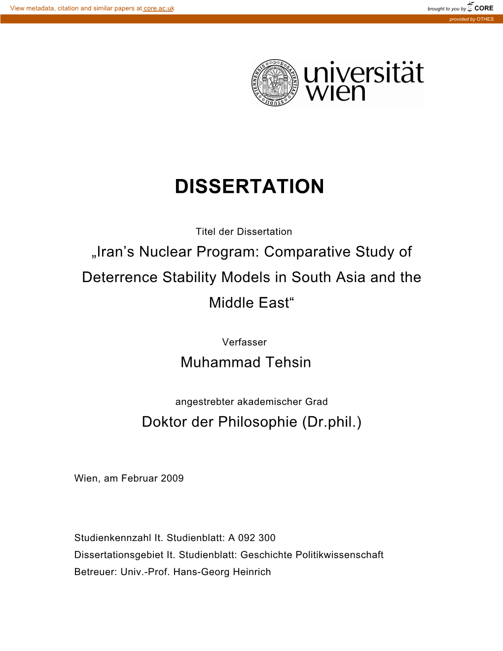 Nuclear Deterrence Model