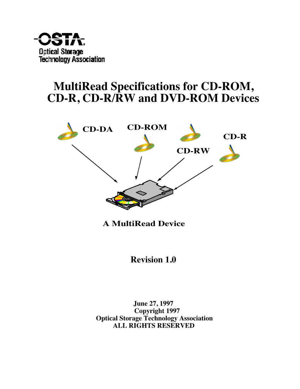 Multiread Specifications for CD-ROM, CD-R, CD-R/RW and DVD-ROM Devices