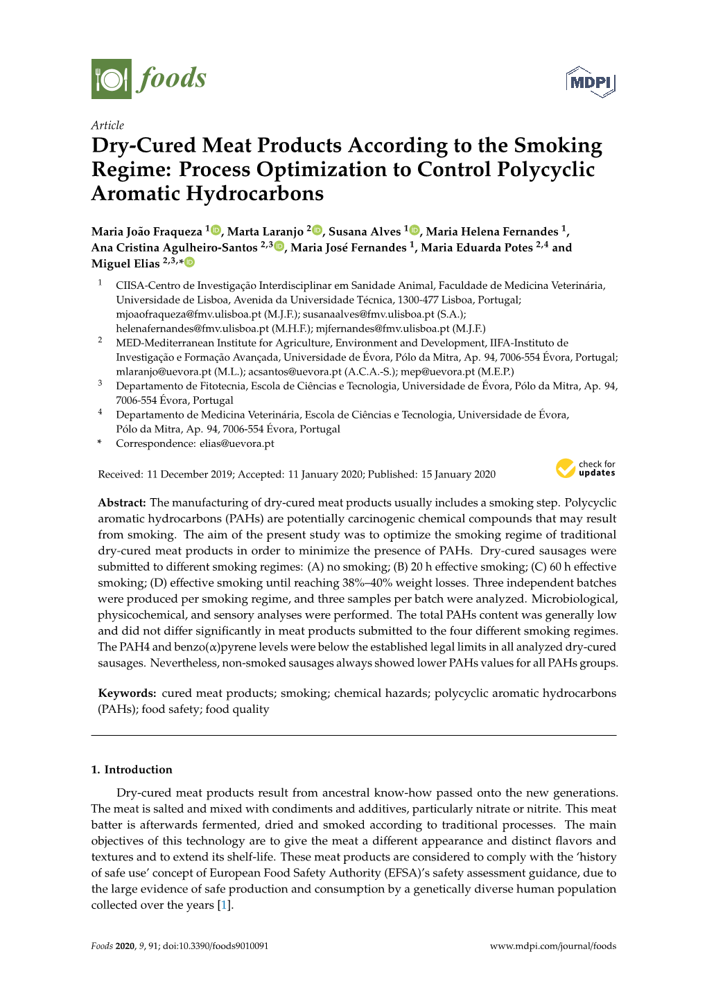 Dry-Cured Meat Products According to the Smoking Regime: Process Optimization to Control Polycyclic Aromatic Hydrocarbons