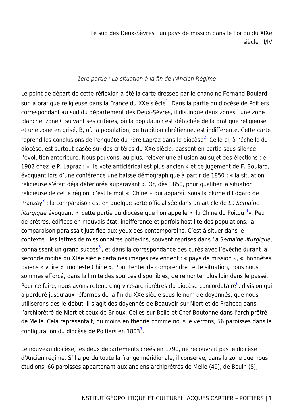 Le Sud Des Deux-Sèvres : Un Pays De Mission Dans Le Poitou Du Xixe Siècle : I/IV