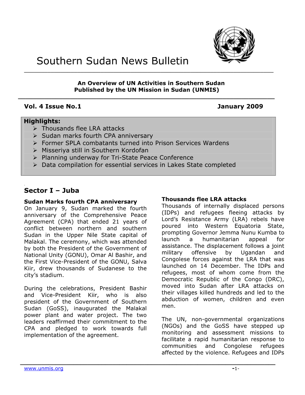 Southern Sudan News Bulletin ______