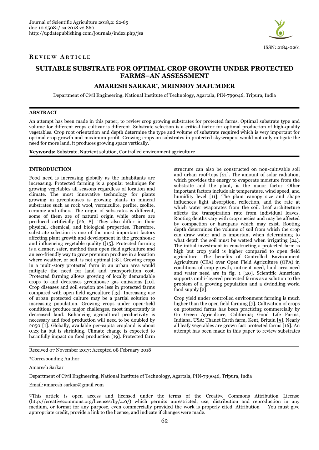 Review Article Suitable Substrate for Optimal Crop Growth Under